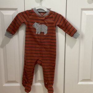 Orange and Gray Bear Baby Footie Zippy